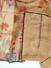 Brown Chanderi Dress Material