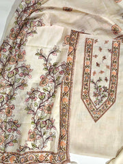 Cream Chanderi Dress Material
