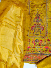 Yellow Silk Dress Material