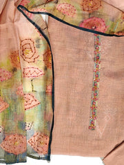 Peach Chanderi Dress Material