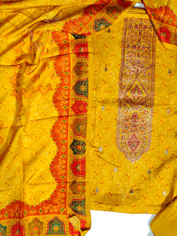 Orange Silk Dress Material