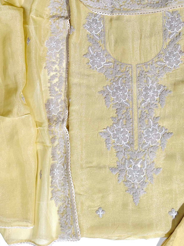 Yellow Tissue Dress Material