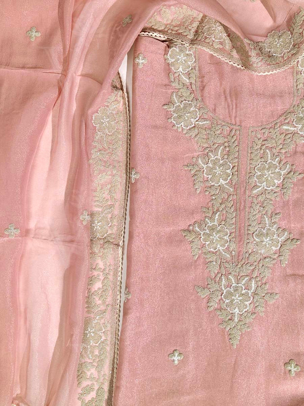 Peach Tissue Dress Material