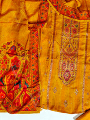 Orange Silk Dress Material