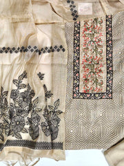 Beige Chanderi Dress Material