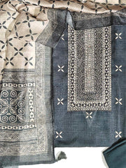 Grey Kota Silk Dress Material