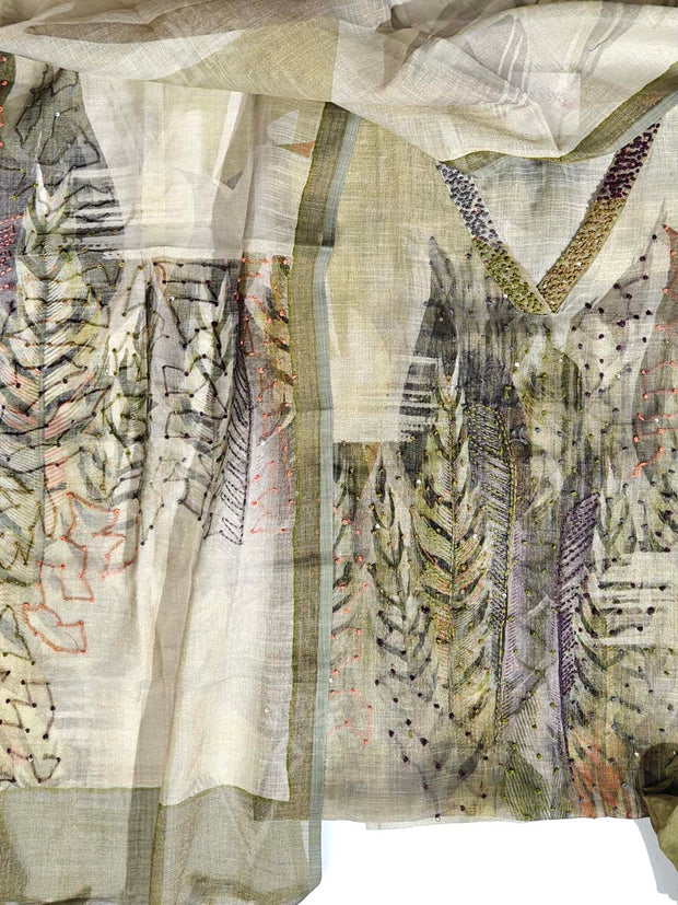 Green Kota Silk Dress Material