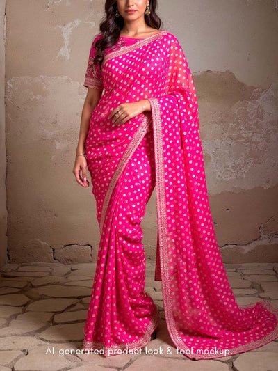 Rani Pink Banarasi Georgette Saree