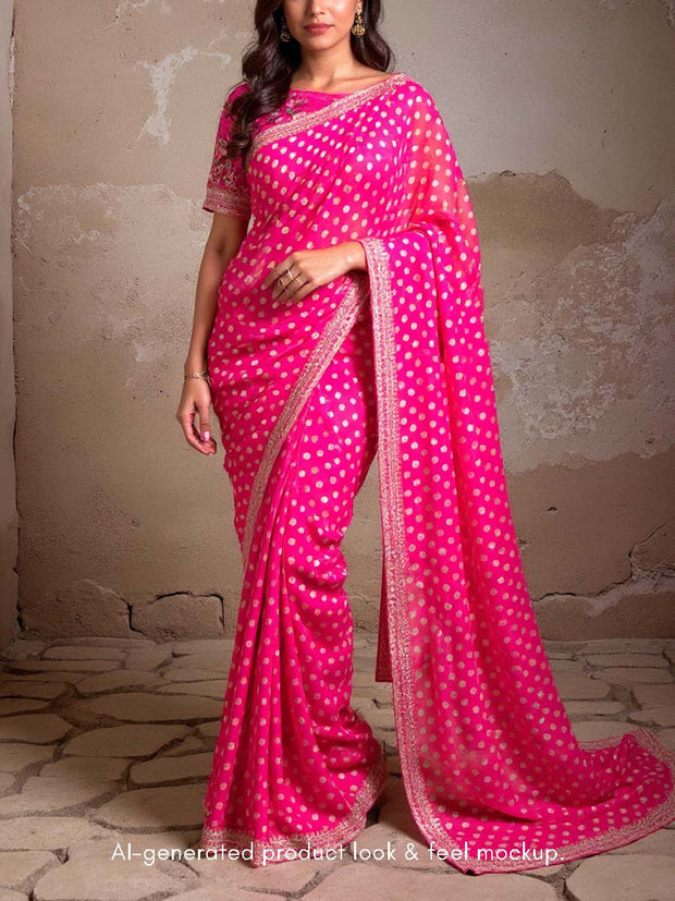 Rani Pink Banarasi Georgette Saree