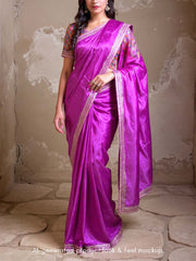 Purple Wrinkle Crepe Saree