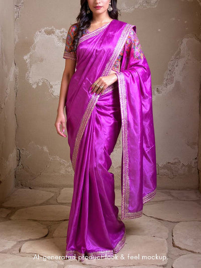 Purple Wrinkle Crepe Saree