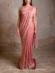 Dust Pink Embroidered Silk Saree