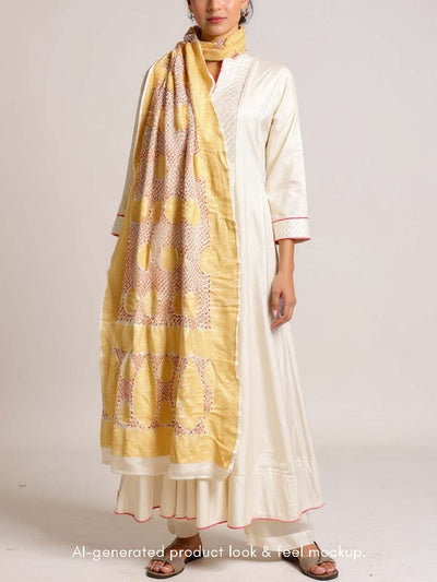 Off White Bandhani Zari Dupatta