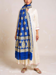 Blue Bandhani Zari Dupatta