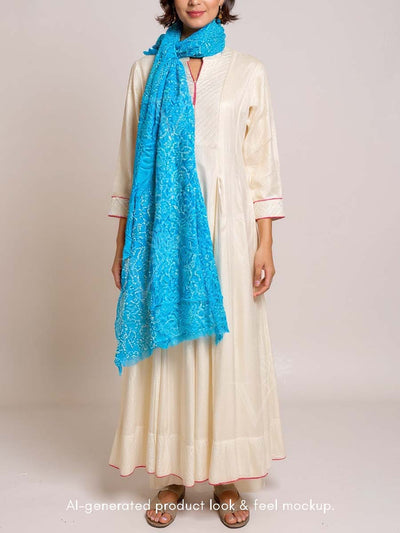 Sky Blue Bandhani Dupatta