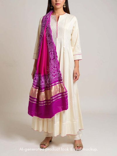 Pink and Purple and Zari Dupatta