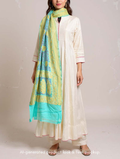 Light Blue Bandhani Zari Dupatta