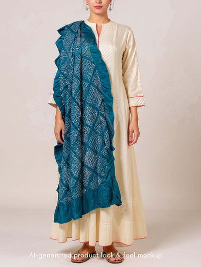 Teal Blue Zari Dupatta