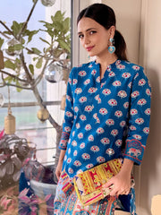 Blue Vasansi Silk Embroidered Co Ord Set