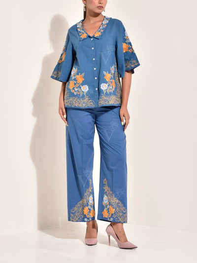 Blue Cotton Co Ord Set