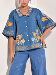 Blue Cotton Co Ord Set