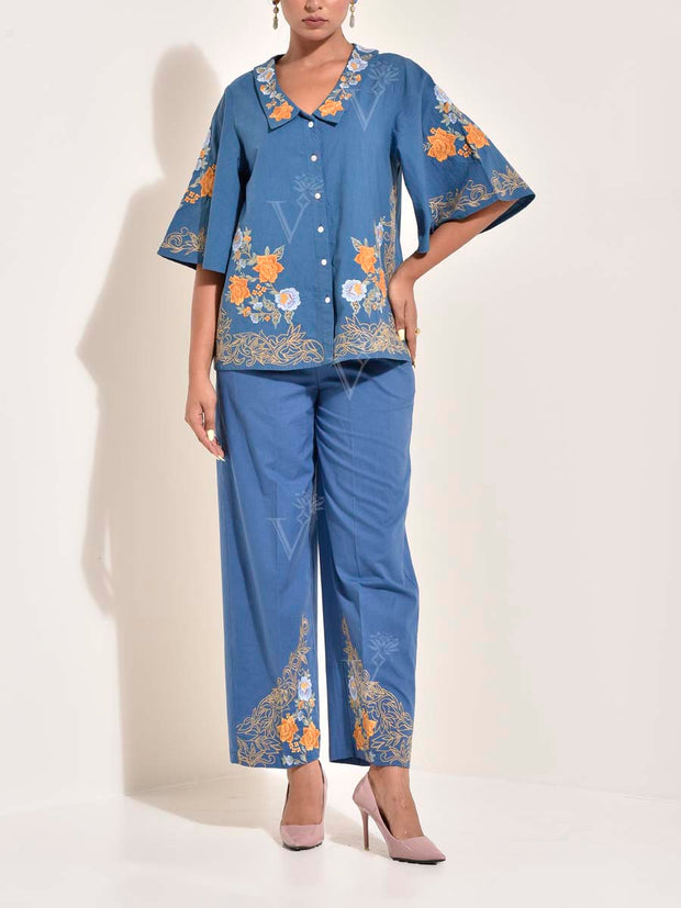 Blue Cotton Co Ord Set
