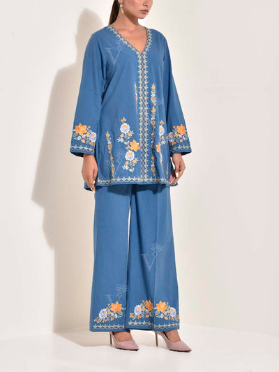 Blue Cotton Co Ord Set