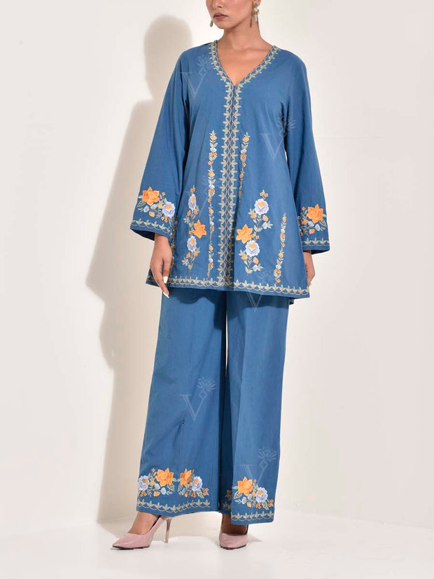 Blue Cotton Co Ord Set