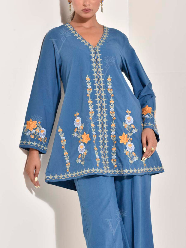 Blue Cotton Co Ord Set