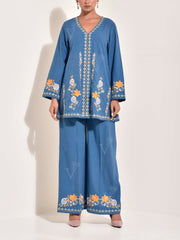 Blue Cotton Co Ord Set