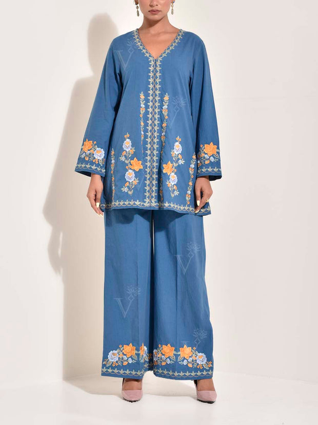 Blue Cotton Co Ord Set