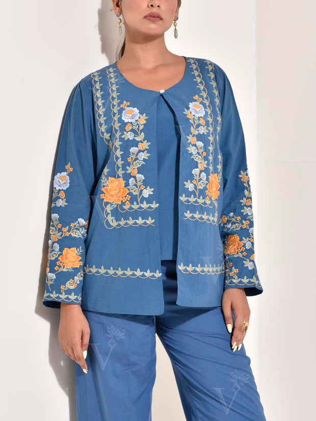 Blue Cotton Co Ord Set
