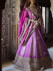Purple Raw Silk Lehenga Set