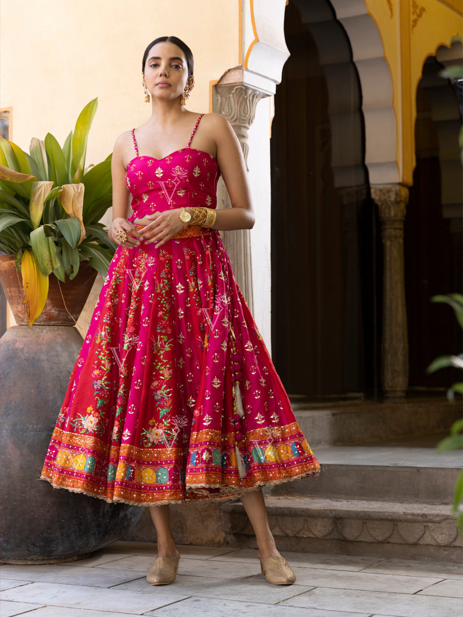 Pink Vasansi Silk Short Lehenga – Vasansi Jaipur