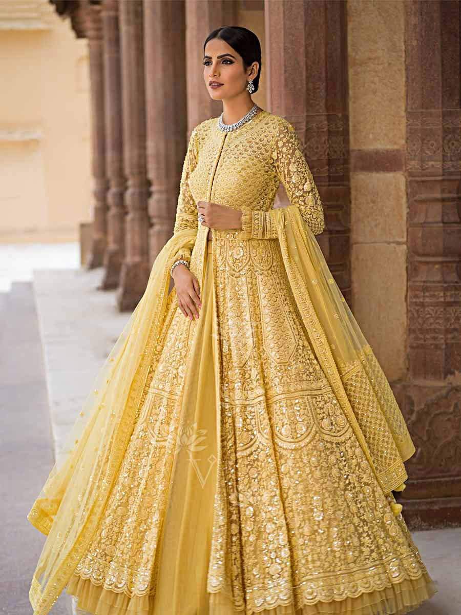 Buy Yellow Net Indo Western Dress For Women Online – Vasansi Jaipur