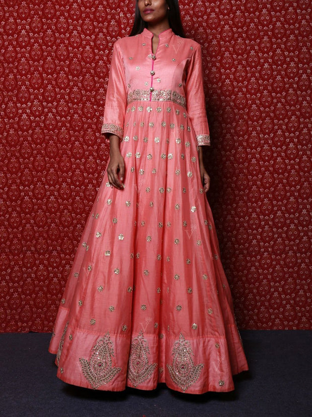 Anarkali, Anarkalis, Gown, Gowns, Silk, Embroidered, Block Print, Block Printed, Traditional, Traditional outfit, Traditional wear, Light weight, DD45, MTO