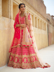 Red Bridal Raw Silk Lehenga