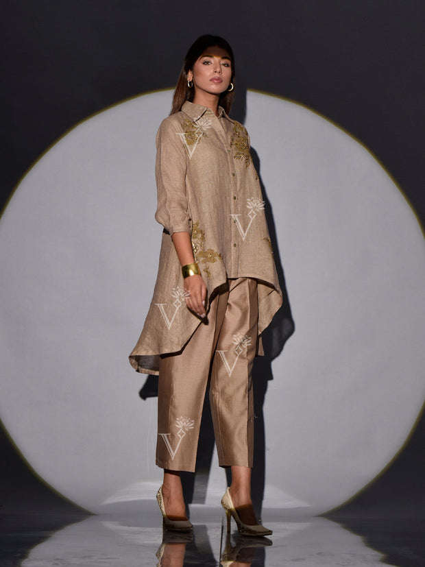 Camel Brown Linen Co Ord Set