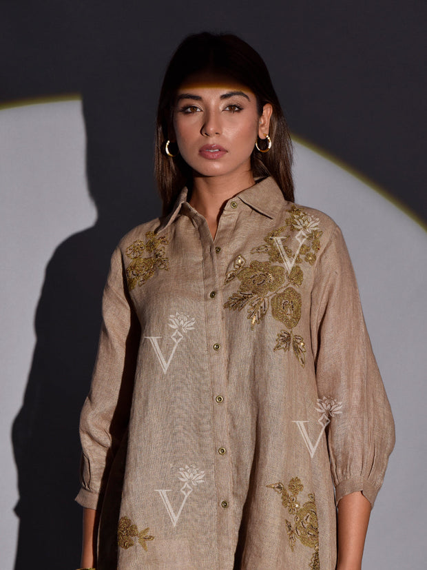 Camel Brown Linen Co Ord Set