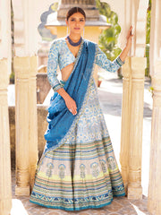 Cobalt Blue Handcrafted Silk Lehenga Set