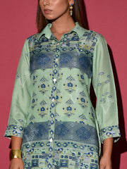 Blue Green Vasansi Silk Printed Co Ord Set