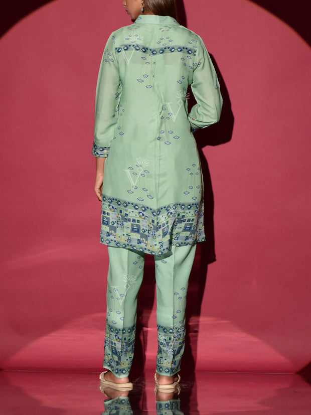Blue Green Vasansi Silk Printed Co Ord Set