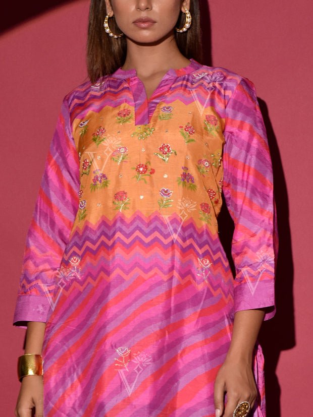 Purple Vasansi Silk Prined Co Ord Set