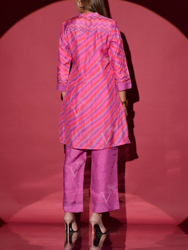 Purple Vasansi Silk Prined Co Ord Set
