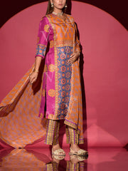 Multi Color Vasansi Silk Printed Suit Set