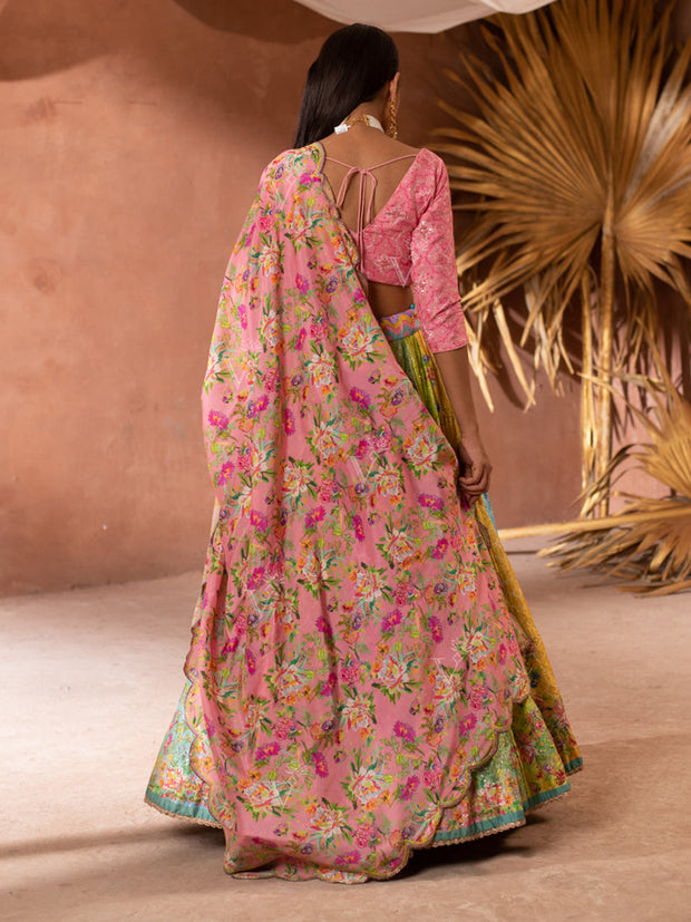 Multi Color Vasansi Silk  Lehenga Set