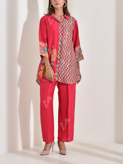 Red Vasansi Silk Co Ord Set