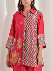 Red Vasansi Silk Co Ord Set