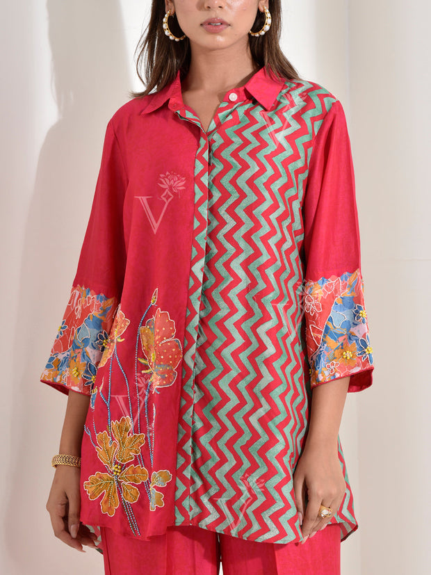 Red Vasansi Silk Co Ord Set