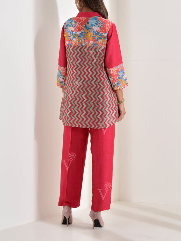 Red Vasansi Silk Co Ord Set